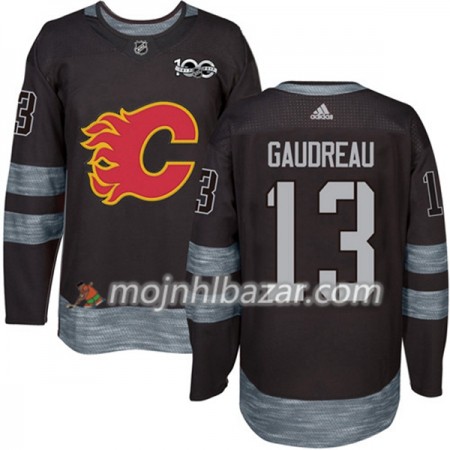 Dresovi Calgary Flames Johnny Gaudreau 13 1917-2017 100th Anniversary Adidas Crna Authentic - Muške